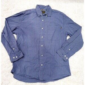 Timberland Button‎ Down Shirt Men's M Blue Plaid Long Sleeve 100% Cotton Preppy